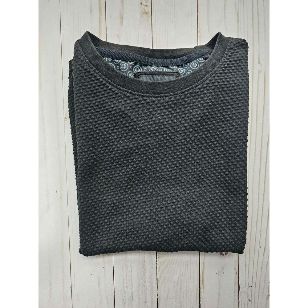 Denim & Flower Ricky Singh Men’s S Black Textured Waffle Knit T-Shirt 95% Cotton